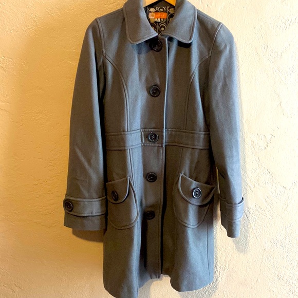 Anthropologie Tulle Gray Wool Button Up Peacoat Size Small - Picture 1 of 12